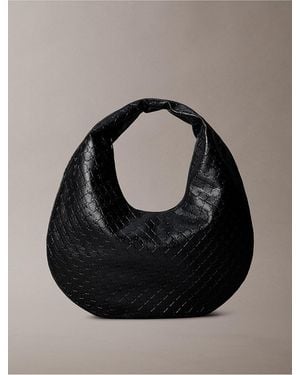 Calvin Klein Monogram Embossed Shoulder Bag - Black
