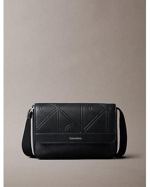 Calvin Klein Embossed Emblem Logo Messenger Bag - Grey
