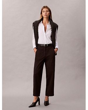 Calvin Klein Jeans Cotton Stretch Twill Barrel Trousers - Brown