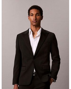 Calvin Klein Slim Wool Tuxedo Jacket - Grey