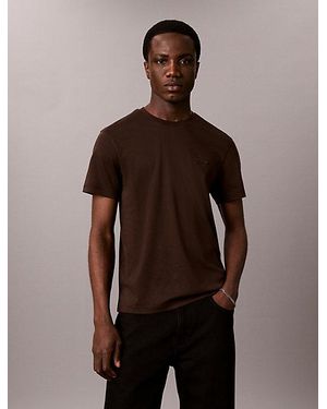Calvin Klein Slim Cotton Badge T-Shirt - Brown