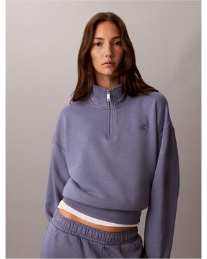 Calvin Klein Calvin Klein Monogram Fleece 1/4 Zip Sweatshirt - Purple