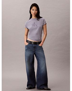 Calvin Klein Jeans Glitter Monogram T-Shirt - Blue