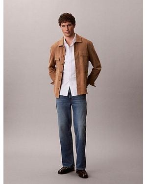 Calvin Klein Relaxed Suede Shirt Jacket - Blue
