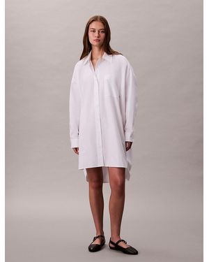 Calvin Klein Cotton Relaxed Shirt Dress - Pink