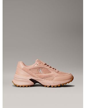 Calvin Klein Leather And Breathable Mesh Trainers - Pink