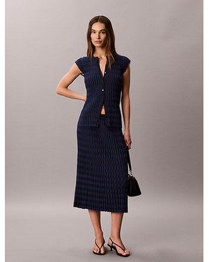 Calvin Klein Tech Knit Chequered Rib Skirt - Blue
