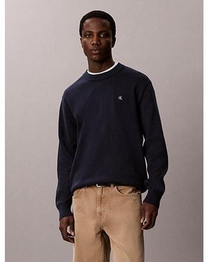 Calvin Klein Jeans Classic Cotton Monogram Jumper - Blue