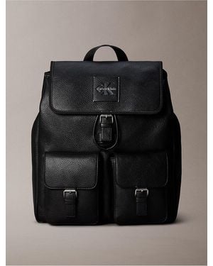 Calvin Klein Bold Pebble Flap Backpack - Black