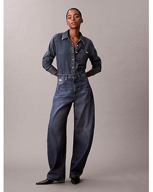 Calvin Klein High Rise Barrel Jeans - Blauw
