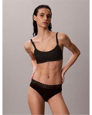 Calvin Klein Icon Cotton Lace Trim Bikini - Brown