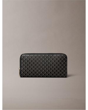Calvin Klein Emblem Logo Long Zip Wallet - Gray