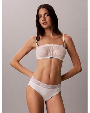 Calvin Klein Unlined Bandeau Bra Icon Lace - Brown