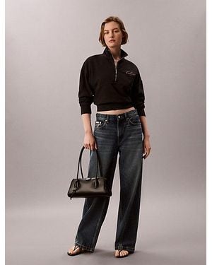 Calvin Klein Jeans Relaxed Quarter Zip Sweatshirt - Black