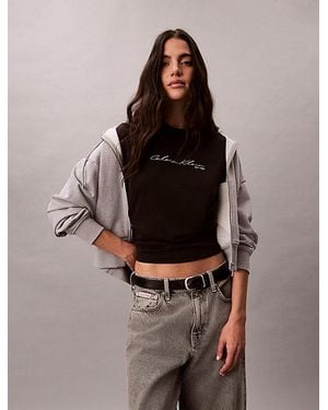 Calvin Klein Jeans Relaxed Script Logo T-Shirt - Brown