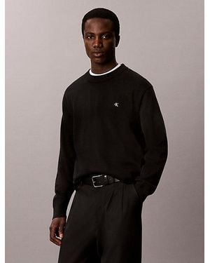 Calvin Klein Jeans Classic Cotton Monogram Jumper - Black