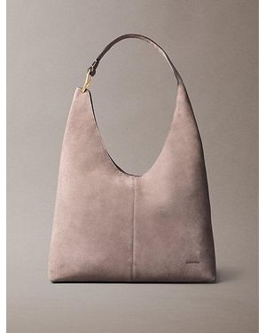 Calvin Klein Large Soft Suede Shoulder Bag - Multicolour