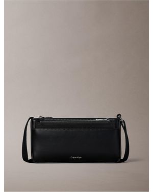 Calvin Klein Signature Logo Strap Zip Phone Crossbody - Gray