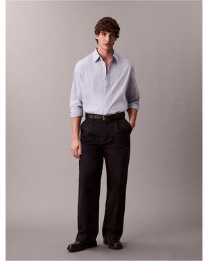 Calvin Klein Cotton Solid Relaxed Button-Down Shirt - Gray