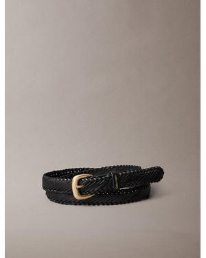 Calvin Klein Braided Leather Chunky Buckle Belt - Multicolour
