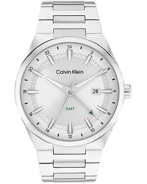 Calvin Klein Roestvrijstalen Gmt-Horloge Met Grijze Wijzerplaat - Grijs