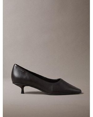 Calvin Klein Leather Kitten Heel Court Shoes - Grey