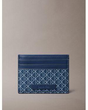 Calvin Klein Allover Monogram Logo Card Holder - Blue