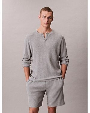 Calvin Klein Pyjama Top Icon Cotton Waffle Knit - Grey
