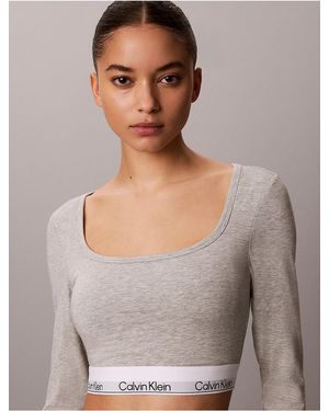 Calvin Klein Icon Cotton Modal Lightly Lined T-Shirt Bralette - Gray