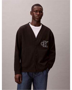 Calvin Klein Calvin Klein Monogram Graphic Relaxed Cardigan - Black