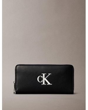 Calvin Klein Embossed Monogram Long Zip Wallet - Multicolour
