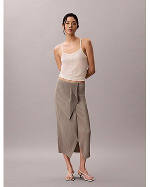 Calvin Klein Falda midi plisada drapeada - Marrón