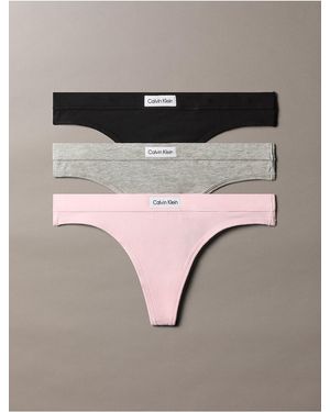 Calvin Klein Cotton Stretch Comfort 3-Pack Thong - Brown