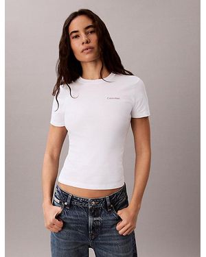 Calvin Klein Slim Cotton Stretch Logo T-Shirt - White