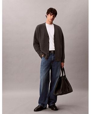 Calvin Klein Soft Wool V Neck Cardigan - Multicolour