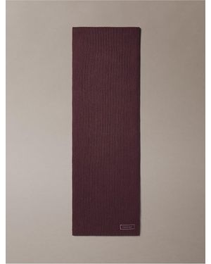 Calvin Klein Logo Patch Rib Scarf - Purple