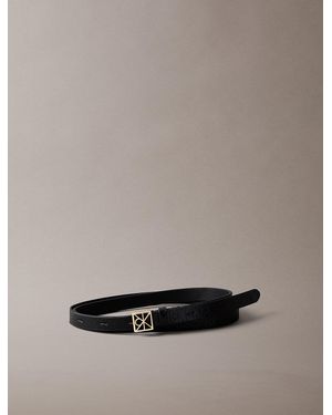 Calvin Klein Full Grain Leather Skinny Logo Belt - Black
