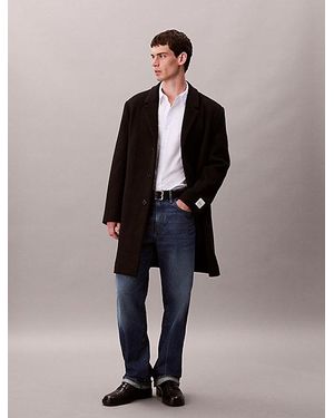 Calvin Klein Wool Blend Tailored Coat - Black