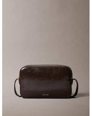 Calvin Klein Glossy Foil Logo Crossbody Camera Bag - Brown