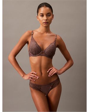 Calvin Klein Black Label Calvin Klein Ck Floral Lace Push Up Plunge Bra - Brown