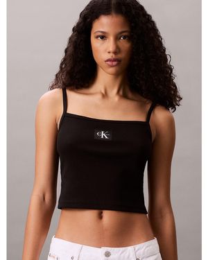 Calvin Klein Calvin Klein Ribbed Cropped Tank Top - Black