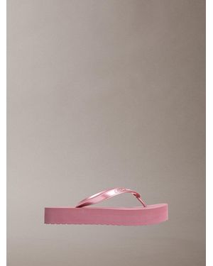 Calvin Klein Pearlised Platform Flip Flops - Pink