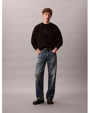 Calvin Klein Jeans Cotton Blend Monogram Logo Relaxed Jumper - Black