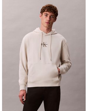 Calvin Klein Relaxed Monogram Hoodie - Natural