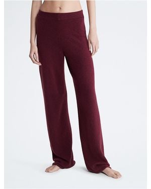 Calvin Klein Sweater Lounge Plush Sleep Pants - Red