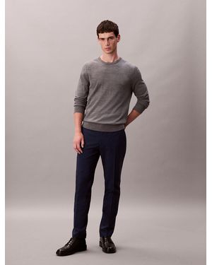 Calvin Klein Slim Wool Stretch Trousers - Grey