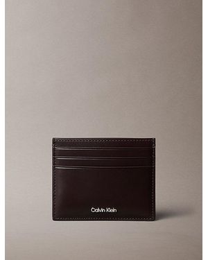 Calvin Klein Leather Rfid Logo Cardholder - Brown