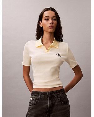 Calvin Klein Jeans Slim Ribbed Stripe Polo Shirt - Multicolour