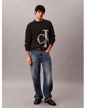 Calvin Klein Jeans Pure Wool Monogram Jumper - Blue