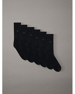 Calvin Klein 6-Pack Crewsokken Met Logo - Zwart